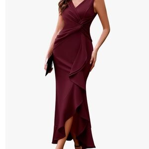 Elegant Burgundy Evening Dress